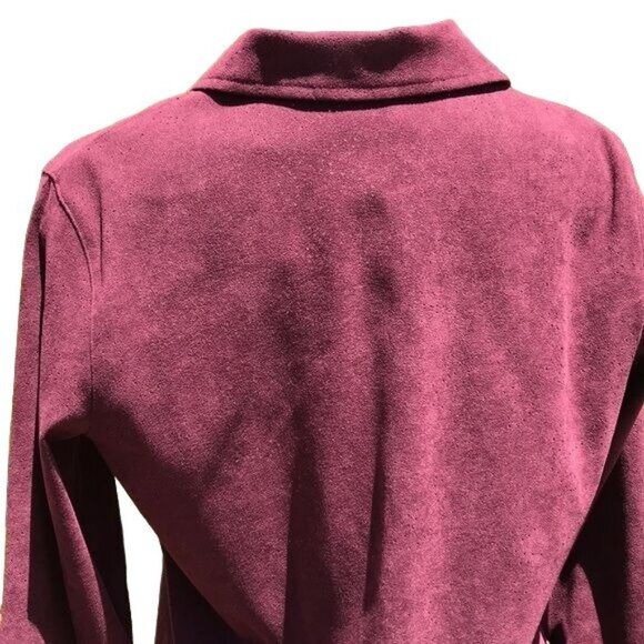 Vintage Classic Elements Maroon Button Down Blouse Long Sleeve Shirt Size M - Picture 7 of 8